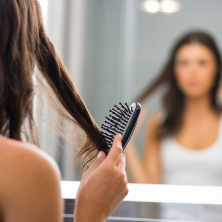 femme-miroir-salle-bain-cheveux