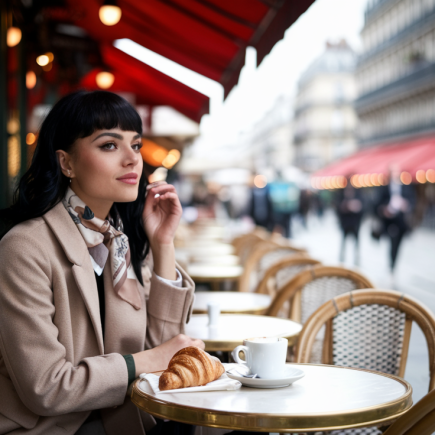 femme-elegante-cafe-paris-croissant