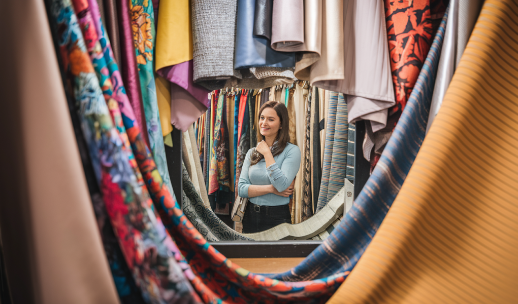 femme-miroir-echantillons-tissus-couleurs