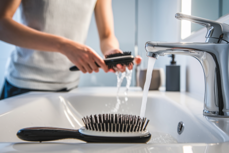 evier-moderne-brosse-eau-accessoires