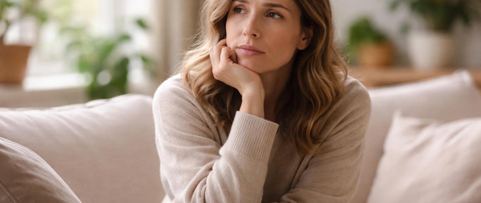 femme-canape-regard-pensif-plantes