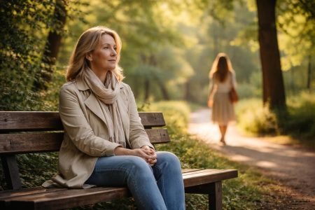 femme-banc-parc-arbres-verdure