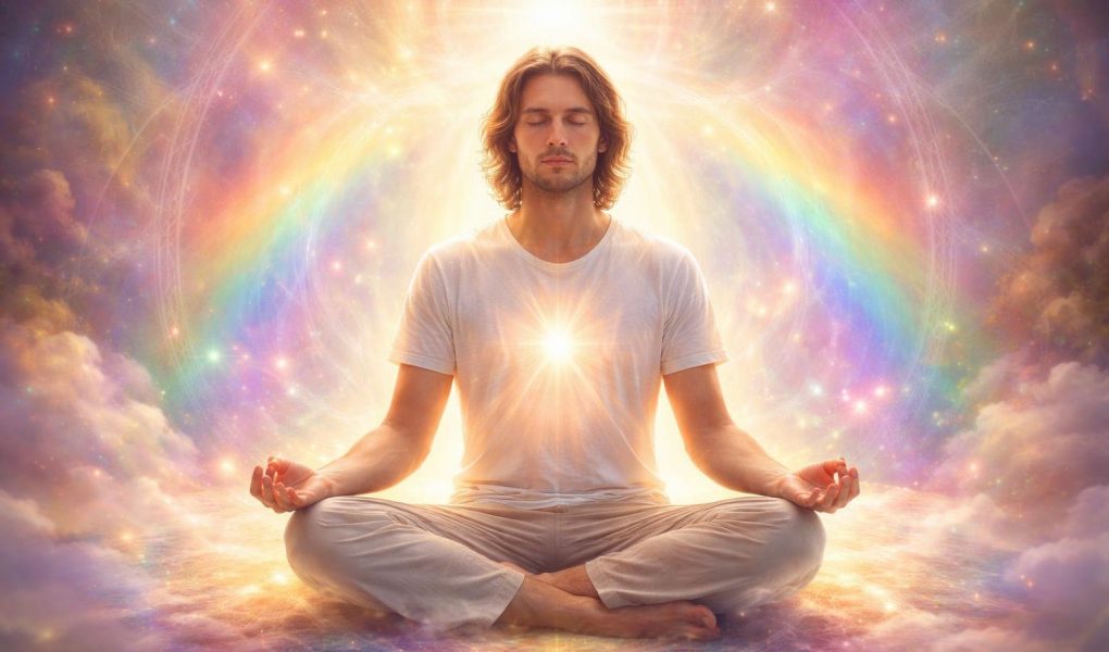 personne-meditation-lumiere-motifs-arc-en-ciel
