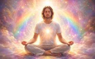 personne-meditation-lumiere-motifs-arc-en-ciel