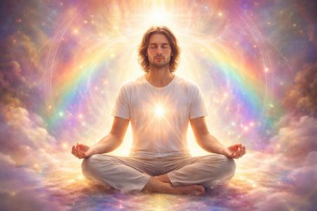 personne-meditation-lumiere-motifs-arc-en-ciel
