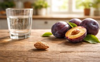 noyau-prune-verre-table-bois