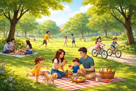 familles-parc-pique-nique-arbres-ciel