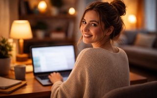 femme-dos-ordinateur-interieur-chaleureux