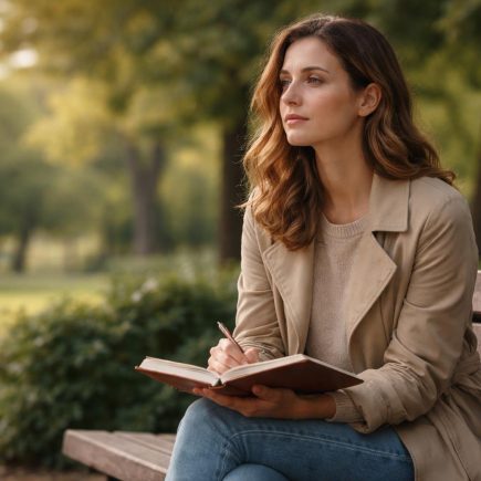 femme-banc-parc-carnet-arbres