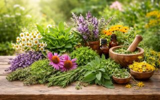 plantes-medicinales-table-bois-jardin
