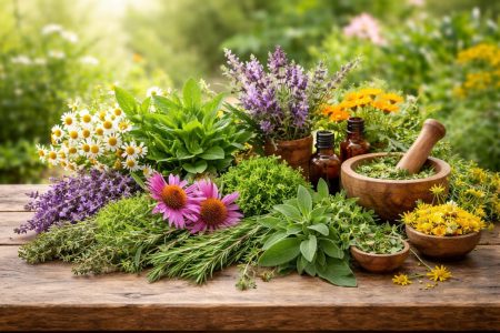 plantes-medicinales-table-bois-jardin