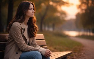 femme-banc-parc-coucher-soleil