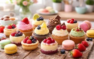 gateaux-colores-table-bois-cuisine