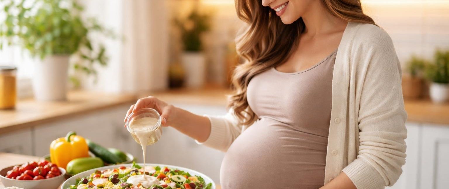 femme-enceinte-salade-cuisine-moderne