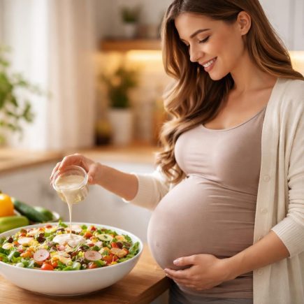 femme-enceinte-salade-cuisine-moderne