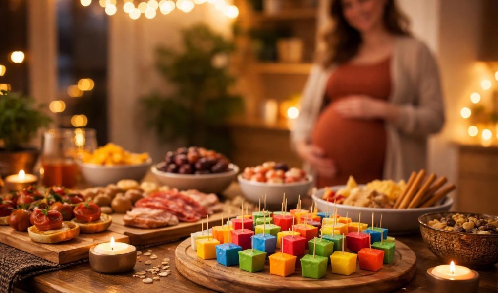 table-amuse-gueules-femme-enceinte-arriere-plan