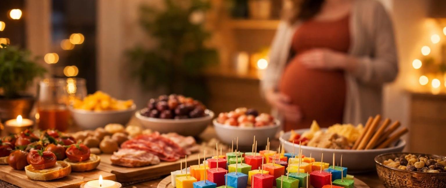 table-amuse-gueules-femme-enceinte-arriere-plan