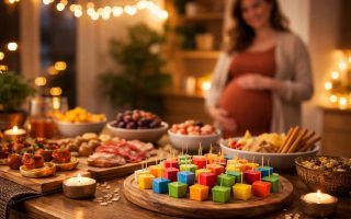 table-amuse-gueules-femme-enceinte-arriere-plan