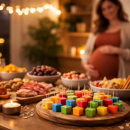table-amuse-gueules-femme-enceinte-arriere-plan