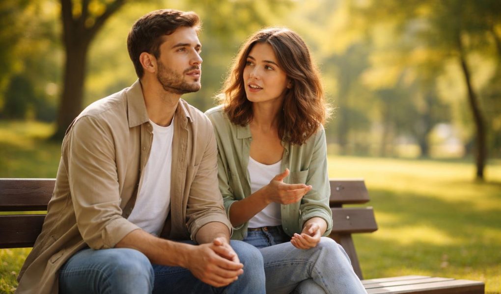 couple-banc-parc-ensoleille-arbres