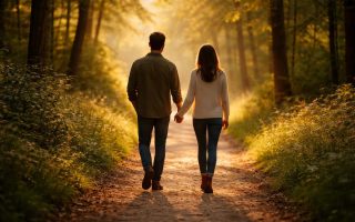 silhouettes-main-sentier-foret-ensoleillee