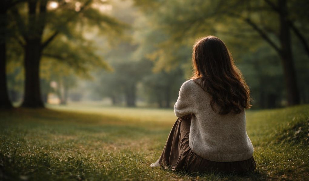 femme-assise-parc-arbres-verdoyants