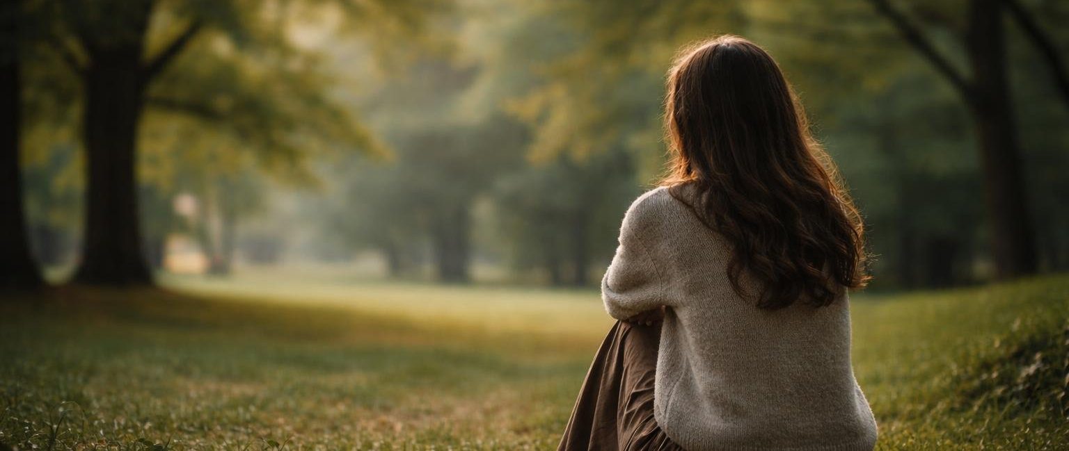 femme-assise-parc-arbres-verdoyants