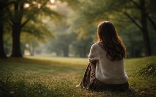 femme-assise-parc-arbres-verdoyants