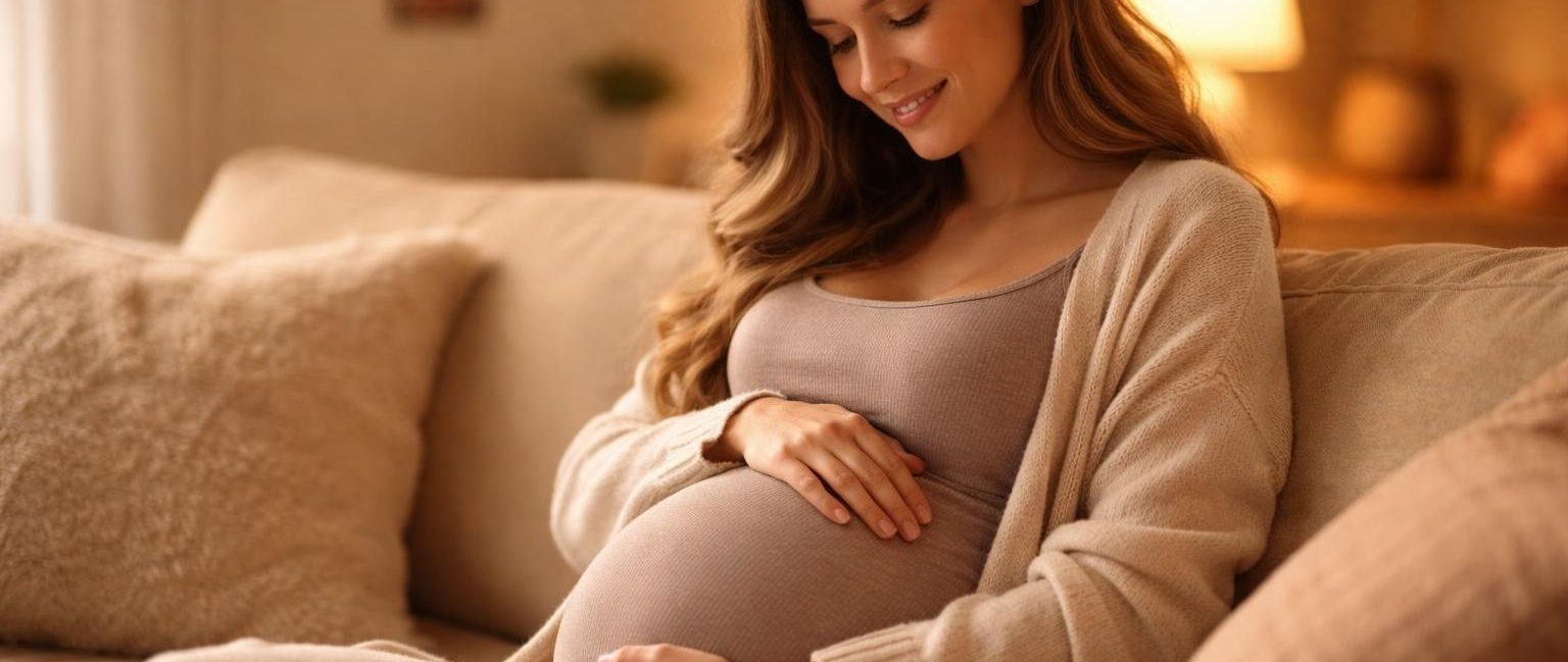 femme-enceinte-salon-chaleureux-serenite