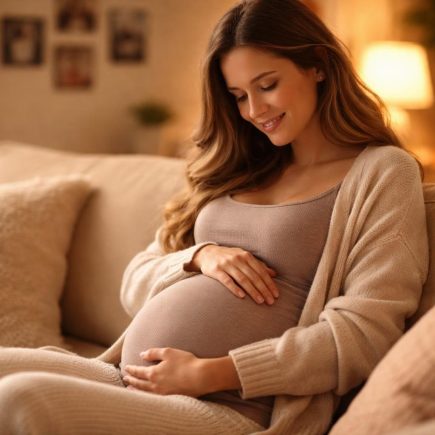 femme-enceinte-salon-chaleureux-serenite