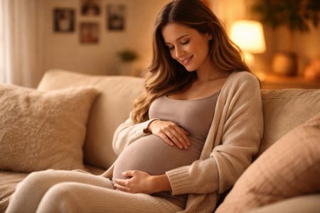 femme-enceinte-salon-chaleureux-serenite