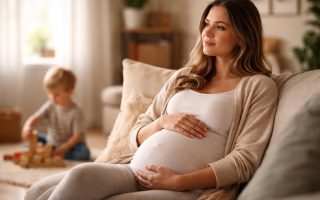 femme-enceinte-salon-enfant-lumiere-douce